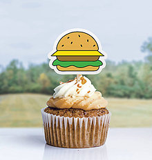 Dekorácie - Detský minimalizmus - zápich na muffin (jedlo) (hamburger) - 11523781_