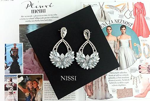 Náušnice - Luxusné strieborné náušnice s kryštálmi – výrazné spoločenské náušnice - 11529741_