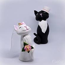 Dekorácie - Svadobné mačičky - figúrky na svadobnú tortu - 11529282_