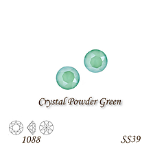 Korálky - SWAROVSKI® ELEMENTS 1088 Xirius Chaton - Crystal Powder Green, SS39, bal.1ks - 11527512_