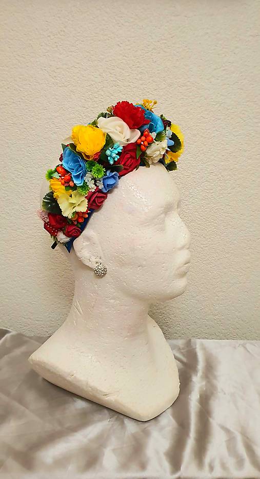 Ozdoby do vlasov - Farebná kvetinová parta/čelenka vo folklórnom štýle - 11533965_