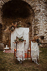 Dekorácie - Svadobné makramé na stoličku - 11532556_