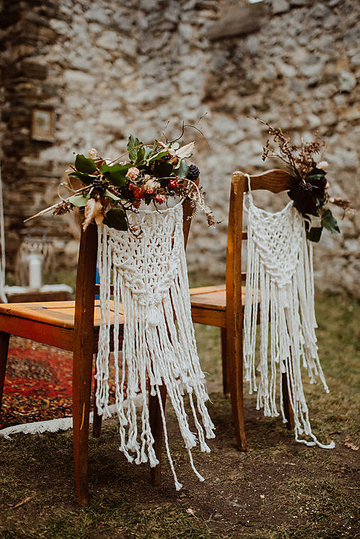Svadobné makramé na stoličku