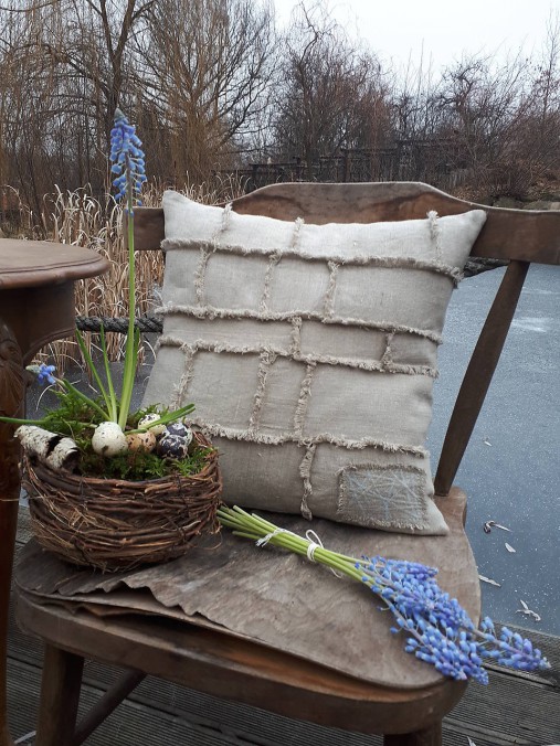 Úžitkový textil - Ľanová obliečka na vankúš Shabby Linen - 11533761_