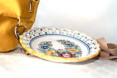 Nádoby - Farebný čipkovaný dvojradový tanier - 11534738_
