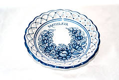 Nádoby - Modrý čipkovaný dvojradový tanier - 11534923_