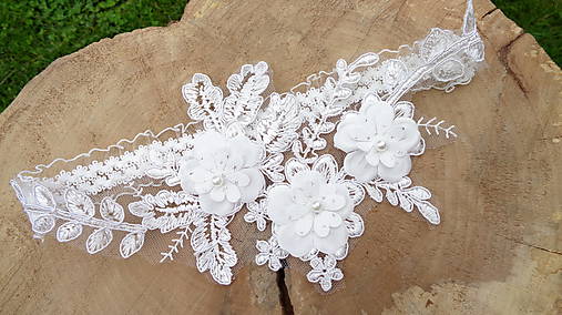 Spodná bielizeň - Luxusný svadobný podväzok perličky - 11535138_