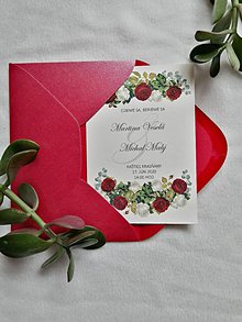 Papiernictvo - Svadobné oznámenie Červené a biele ruže - 11534169_