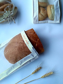 Úžitkový textil - Vrecúško na chlieb a pečivo - žlté bodky na bielej - 11537311_