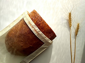 Úžitkový textil - Vrecúško na chlieb a pečivo - žlté bodky na bielej (1kg chlieb) - 11537326_