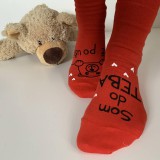  - Maľované ponožky s nápisom: "Som do teba / až po uši" (Červené 1) - 11535291_