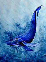 Obrazy - Veľryba - maľba akvarelom - 11538077_
