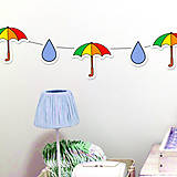 Dekorácie - Detská girlanda (dáždnik a kvapky dažďa) - 11538995_