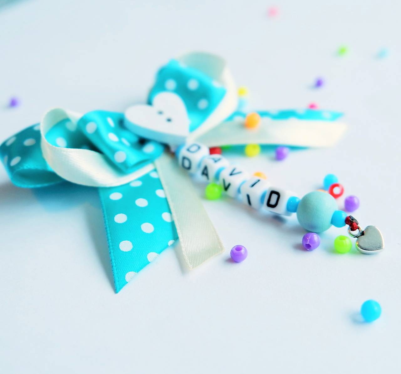 Mašlička na kočík, postieľku s bodkami modrá (Modrá)