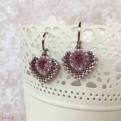 Náušnice - Malé fialové srdiečka - 11546383_