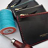 Peňaženky - Kožená mini peňaženka (Červená) - 11546357_