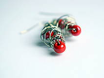 Sady šperkov - Brošňa a náušničky s červenými korálkami - 11551762_