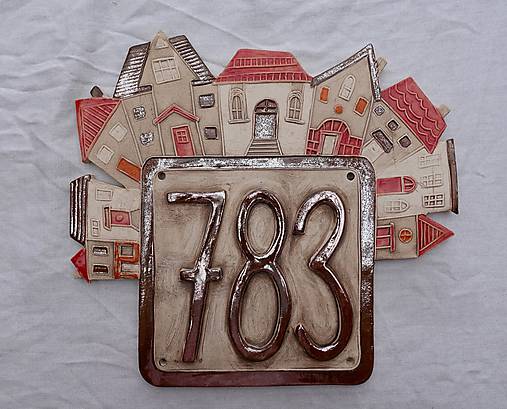 Tabuľky - Popisné číslo na dom: bronzovo červené - 11552684_