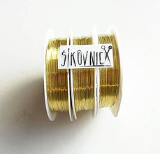 Suroviny - Farebný drôt, Ø 0,3 mm   (30 m, zlatá) - 11552797_