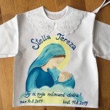 Detské oblečenie - Maľovaná krstná košieľka s bábätkom v náručí Panny Márie - 11555516_
