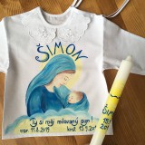 Detské oblečenie - Maľovaná krstná košieľka s bábätkom v náručí Panny Márie - 11555517_