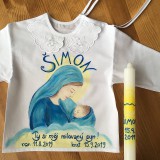 Detské oblečenie - Maľovaná krstná košieľka s bábätkom v náručí Panny Márie - 11555518_