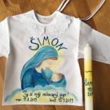 Detské oblečenie - Maľovaná krstná košieľka s bábätkom v náručí Panny Márie - 11555519_