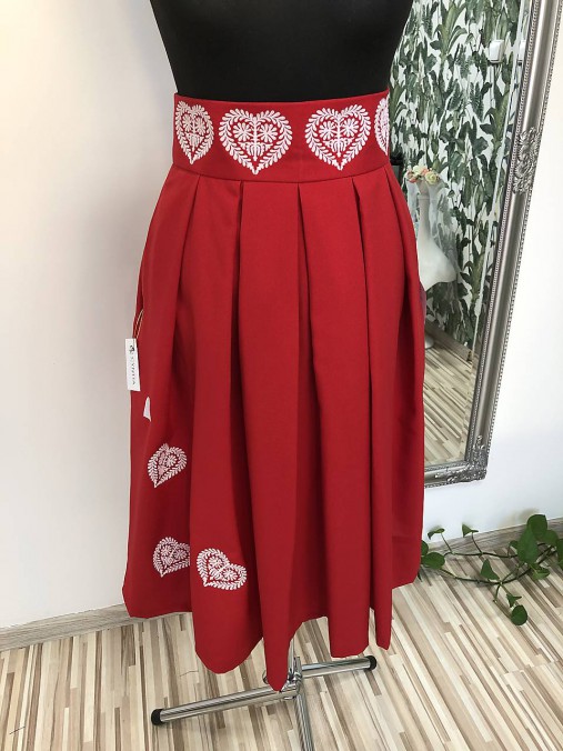 Skladaná sukňa červená