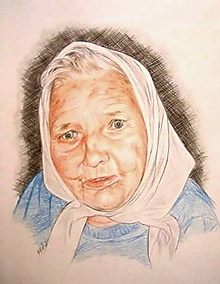 Kresby - babička - portrét A3 farebný - 11555844_