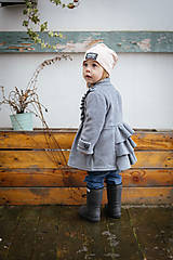 Detské oblečenie - Detský fleecový kabátik s volánikmi - sivá - 11560790_
