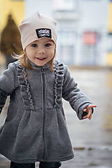 Detské oblečenie - Detský fleecový kabátik s volánikmi - sivá - 11560791_