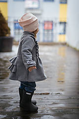 Detské oblečenie - Detský fleecový kabátik s volánikmi - sivá - 11560792_