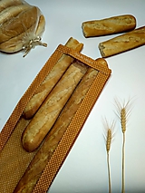 Vrecúško na chlieb a pečivo - biele bodky na horčicovej (Dlháň)