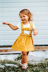 Detské oblečenie - Ľanová sukňa s mašličkami (dĺžka sukne 30cm) - 11562191_