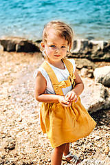 Detské oblečenie - Ľanová sukňa s mašličkami (dĺžka sukne 30cm) - 11562192_