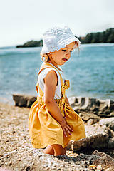 Detské oblečenie - Ľanová sukňa s mašličkami (dĺžka sukne 30cm) - 11562193_