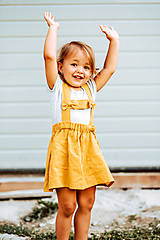 Detské oblečenie - Ľanová sukňa s mašličkami (dĺžka sukne 30cm) - 11562196_