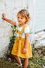 Detské oblečenie - Ľanová sukňa s mašličkami (dĺžka sukne 30cm) - 11562198_