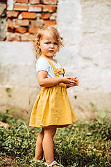 Detské oblečenie - Ľanová sukňa s mašličkami (dĺžka sukne 30cm) - 11562201_