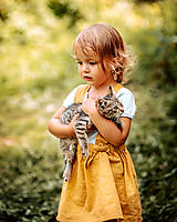 Detské oblečenie - Ľanová sukňa s mašličkami (dĺžka sukne 30cm) - 11562203_