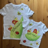 Detské oblečenie - Maľované slimáčikové (tričká pre malú a veľkú sestru - sada) - 11560769_