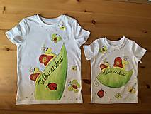 Detské oblečenie - Maľované slimáčikové (tričká pre malú a veľkú sestru - sada) - 11560770_