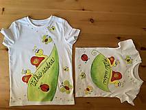 Detské oblečenie - Maľované slimáčikové (tričká pre malú a veľkú sestru - sada) - 11560772_