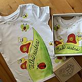 Detské oblečenie - Maľované slimáčikové (tričká pre malú a veľkú sestru - sada) - 11560774_