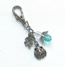 Kľúčenky - Kľúčenka "morča" s anjelikom (smaragd) - 11564255_