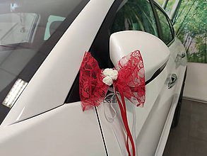 Dekorácie - Červené mašle na svadobné auto - 11565076_