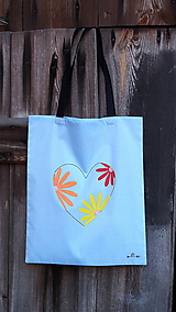 Nákupné tašky - Plátená taška ručne maľovaná- kvety v srdci - 11564997_