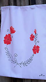 Nákupné tašky - Plátená taška ručne maľovaná- venček s červeným kvetom - 11565002_