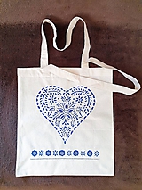 Nákupné tašky - •plátená taška - srdce modré• - 11562508_