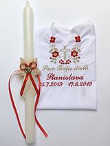 Detské oblečenie - K14 - košieľka na krst červeno-zlatá výšivka s krížikom + Sviečka Handmade Ivana 05 - 11564084_